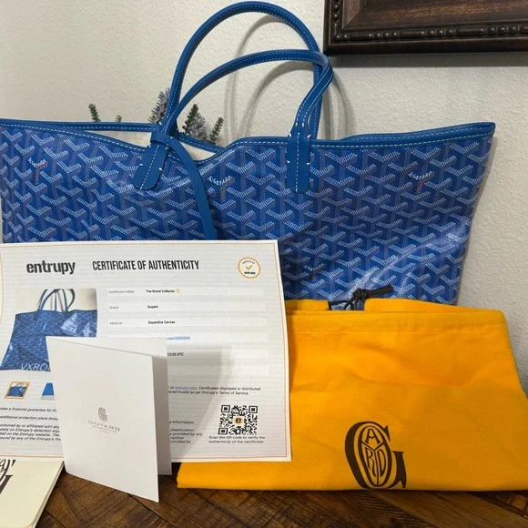Goyard Blue Saint Louis Tote PM with Matching Pouch - Picture 13 of 13